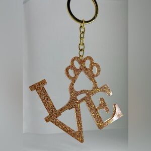 Gold glitter resin Love keychain